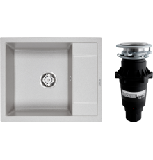 Комплект Мойка кухонная Paulmark Flugen 50-600 PM216050-GR серая + Измельчитель Bone Crusher BC 810-SL Slim Line