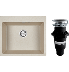 Комплект Мойка кухонная Paulmark Kante 60 PM106052-BE бежевый + Измельчитель Bone Crusher BC 810-SL Slim Line