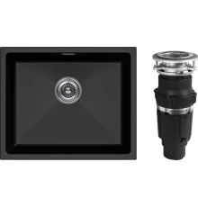 Комплект Мойка кухонная Paulmark Lumi LU55-BL черная + Измельчитель Bone Crusher BC 610-AS