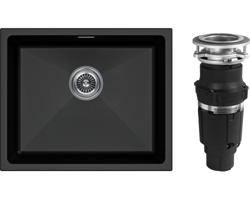 Комплект Мойка кухонная Paulmark Lumi LU55-BL черная + Измельчитель Bone Crusher BC 610-AS
