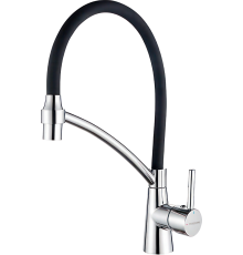 Смеситель для кухни Ledeme L4399-2 с гибким изливом, хром, черный