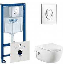 Комплект Унитаз подвесной Roca Meridian 346247000 + Крышка 8012A200B + Инсталляция Grohe Rapid SL 38750001 4 в 1 с кнопкой смыва