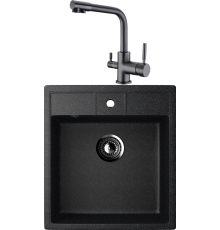 Комплект Мойка кухонная Ulgran U-406 -308 черная + Смеситель Domaci Равенна DCB 3003N черный