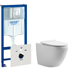 Комплект  Унитаз подвесной STWORKI Кронборг KR-01up безободковый, с микролифтом, встроенный, фарфор, с горизонтальным выпуском + Система инсталляции д