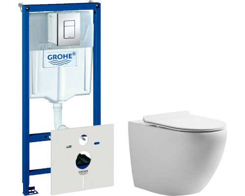 Комплект  Унитаз подвесной STWORKI Кронборг KR-01up безободковый, с микролифтом, встроенный, фарфор, с горизонтальным выпуском + Система инсталляции д