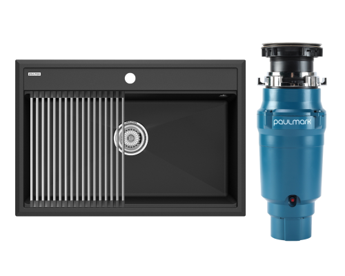 Комплект Мойка Paulmark Stepia + Step PM117551-AN+R375-BS антрацит + Измельчитель Intenso