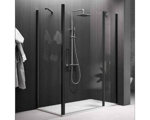 Novellini Young Душевой угол 100х100х200см., Sx/DX, стекло прозрачное, цвет: черный матовый. Y22P97-1H,  R80LOU450-H,  Y2F1B99-1H