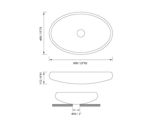 MOMA Ruby Раковина 60х40см., для накладная, с донным клапаном, цвет: белый матовый. RBY0309.MWS