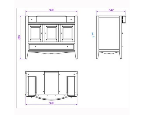 TW Veronica, База с раковиной, Simas AR874bi x 1 105x56см, 2 верх.ящ. 3 расп. дв. и 1 выдв. ящик, доводч. Blum, ручки: Riflesso бронза, напольная, Цвет: vintage. VER6105-V+AR874bi*1 комплект TW Veronica, База с раковиной, Simas AR874bi x 1 105x56см, 2 верх.ящ. 3 расп. дв. и 1 выдв. ящик, доводч. Blum, ручки: Riflesso бронза, напольная, Цвет: vintage. VER6105-V+AR874bi*1 комплект