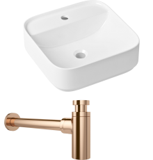 Комплект Раковина Lavinia Boho Bathroom Sink Slim 33311007 + Сифон Wellsee Drainage System 182107000 розовое золото