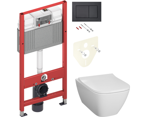 Комплект Унитаз подвесной Geberit Smyle Square 500.683.01.1 + Инсталляция TECE Now 9400414 4 в 1 с кнопкой смыва Комплект Унитаз подвесной Geberit Smyle Square 500.683.01.1 + Инсталляция TECE Now 9400414 4 в 1 с кнопкой смыва