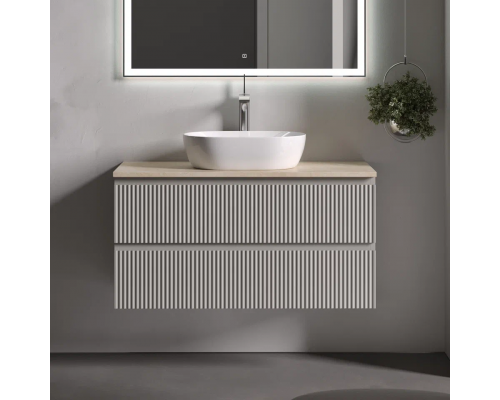 Тумба под раковину Sancos Snob R 100 со столешницей, beige soft, бежевая, с отв. под смеситель Тумба под раковину Sancos Snob R 100 со столешницей, beige soft, бежевая, с отв. под смеситель