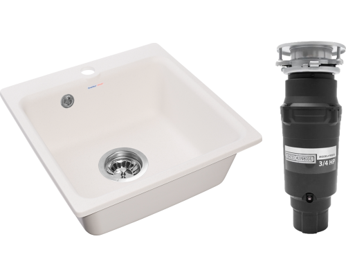 Комплект Мойка GranFest Smart SM 430 белый + Измельчитель Bone Crusher BC 910-SL-Slim Line