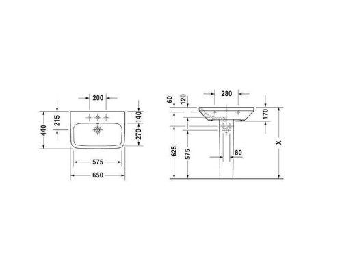 Duravit DuraStyle Раковина 130х48 см, 3 отв., двойная, цвет: белый. 2338130030