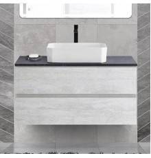 Тумба с раковиной Cezares Molveno 46 100 legno bianco, со столешницей marmo nero opaco