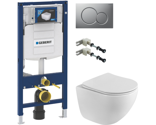 Комплект Унитаз подвесной BelBagno Libero BB11051CH-TOR/SC безободковый + Инсталляция Geberit Duofix UP 320 111.300.00.5 + Крепления 111.815.00.1 к стене + Кнопка Sigma 01 115.770.JQ.5 лакированная, матовый хром