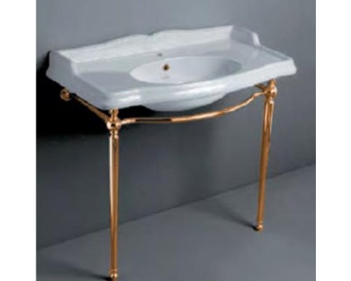 SIMAS Arcade Консоль 90х56см, c белой раковиной на 1 на отв, напольная, цвет: золото. ARCG1oro,  AR864bi*1