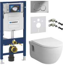 Комплект Унитаз подвесной AM.PM Like C801701SC FlashClean с микролифтом + Крепления Geberit Duofix 111.815.00.1 к стене + Шумоизоляция 156.050.00.1 + Инсталляция UP 320 111.300.00.5 + Кнопка Sigma 01 115.770.21.5 хром