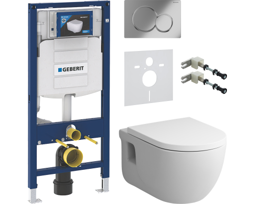 Комплект Унитаз подвесной AM.PM Like C801701SC FlashClean с микролифтом + Крепления Geberit Duofix 111.815.00.1 к стене + Шумоизоляция 156.050.00.1 + Инсталляция UP 320 111.300.00.5 + Кнопка Sigma 01 115.770.21.5 хром