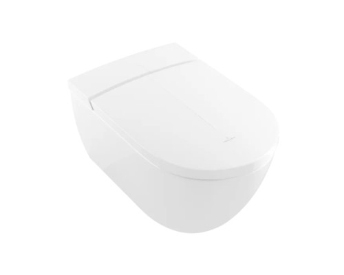 VilleroyBoch Viclean Унитаз-биде 38.5х59.5х36см., подвесной, в комплекте с сиденьем, покрытие CeramicPlus, цвет: альпийский белый. V0E100R1