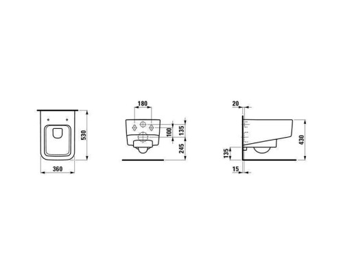 Laufen Pro S Унитаз подвесной безободковый 53х36х29.5см., цвет: белый. 8.2096.2.000.000.1