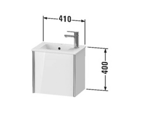 Duravit XViu Тумба подвесная 41x29x40см, с раковиной, 1 дверь, (петли слева), цвет: белый глянцевый/champagne matt. 0723430000,  XV4024LB122