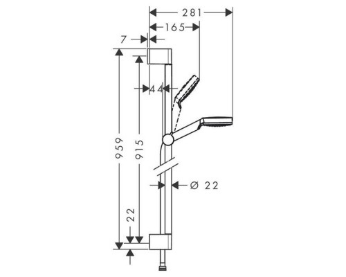Hansgrohe Crometta Vario Unica Душевой набор: штанга 900mm, ручной душ, 1jet (Rain), шланг, цвет: белый/хром. 26537400 Hansgrohe Crometta Vario Unica Душевой набор: штанга 900mm, ручной душ, 1jet (Rain), шланг, цвет: белый/хром. 26537400