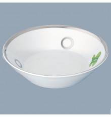 THG CAPUCINE VERT DECOR PLATINE Блюдо керамическое oslash;130 мм., настольное, декор платина/зеленый, цвет: белый. A7E-A02-4615