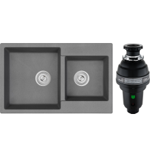Комплект Мойка кухонная Emar Quartz EMQ-2800.Q Антрацит + Измельчитель Bone Crusher BC 1000-AS