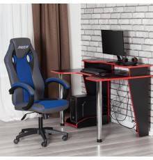 Игровое кресло TetChair Racer GT new кожзам металлик 36, ткань синяя 10