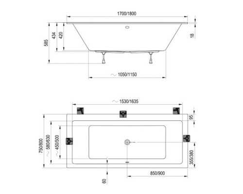 Ravak Formy 01 Slim Ванна 170х75см, встраиваемая, цвет: белый. C691300000