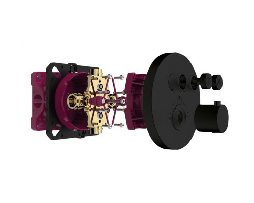 AQM8802MB Встраиваемый термостат с регулировкой напора на 2 потр., черный матовый AQM8802MB