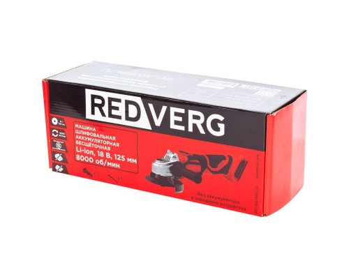Машина шлифовальная угловая аккумуляторная бесщеточная REDVERG RD-AG18BL/U (без акк, без з/у) Машина шлифовальная угловая аккумуляторная бесщеточная REDVERG RD-AG18BL/U (без акк, без з/у)
