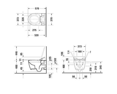 Duravit ME by Starck SensoWash Унитаз подвесной 57x37см, Rimless, HygieneGlaze, с крышкой биде, цвет: белый. 2529592000,  611000002502300