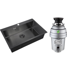 Комплект Мойка кухонная Zorg Inox PVD 7551 grafit + Измельчитель Inox D ZR-38 D