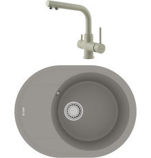 Комплект Мойка кухонная Lemark Lacha 620 9910051 грей + Смеситель Comfort LM3061PGR грей