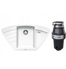 Комплект Мойка Blanco Zia 9 E белая + Измельчитель KUCHENSTERN Muhle