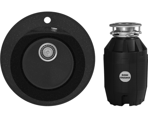 Комплект Мойка кухонная Practik PR-M 475-004 черный оникс + Измельчитель Bone Crusher BC 810-AS