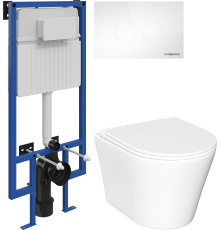 Комплект Унитаз подвесной Ceramicanova Forma CN3011 с микролифтом + Инсталляция STWORKI 510162 + Кнопка Хельсинки 500470 белая
