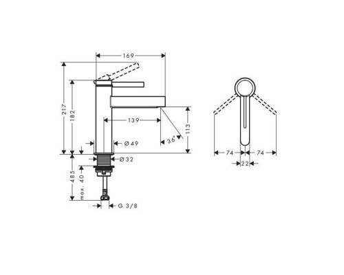 Hansgrohe Finoris Смеситель для раковины, однорычажный, 110 со сливным клапаном Push-Open, цвет: матовый черный. 76023670