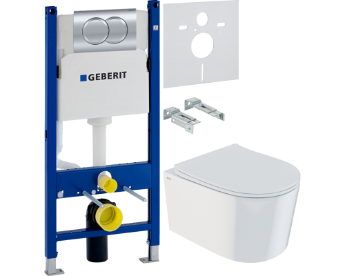 Комплект Унитаз подвесной IDDIS Stone STORDSEi25 + Инсталляция Geberit Duofix Delta 458.149.21.1 с кнопкой смыва, хром + Шумоизоляция 156.050.00.1