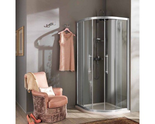 SAMO VB Душевое ограждение полукруг 86.5-89.5х200см., профиль и ручки хром, стекло прозрачное без декора+starclean