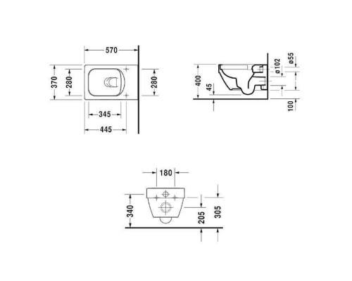 Duravit Vero Air Унитаз подвесной 57х37см, безободковый с сиденьем, цвет: белый. 2525090000