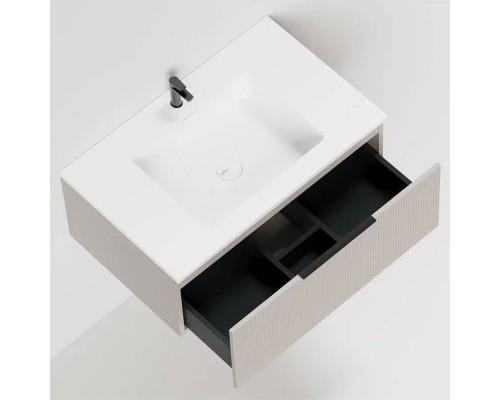 Salini Touch Тумба подвесная 80х50х32см., с раковиной, 1 ящик, верт. фрез., цвет: Grey. T800V1GON203