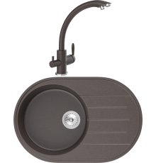 Комплект Мойка кухонная Domaci Солерно DN 750-06 трюфель + Смеситель UQ-017-06 трюфель
