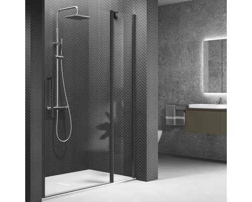 Novellini Young Душевая дверь правая/левая 97-101х200см., для ниши, распашная с неподвижным сегментом, стекло, цвет: черный. Y22P97-1H