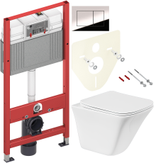 Комплект Унитаз подвесной BelBagno Marmi BB052CHR + Крышка BB052SC с микролифтом + Инсталляция TECE Now 9400412 4 в 1 с кнопкой смыва