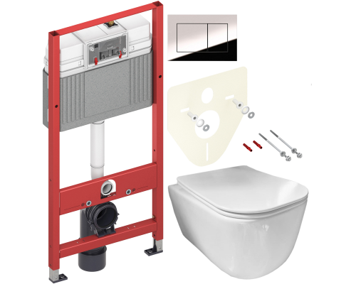 Комплект Унитаз подвесной Ceramicanova New Day CN3005 с микролифтом, безободковый + Инсталляция TECE Now 9400412 4 в 1 с кнопкой смыва Комплект Унитаз подвесной Ceramicanova New Day CN3005 с микролифтом, безободковый + Инсталляция TECE Now 9400412 4 в 1 с кнопкой смыва