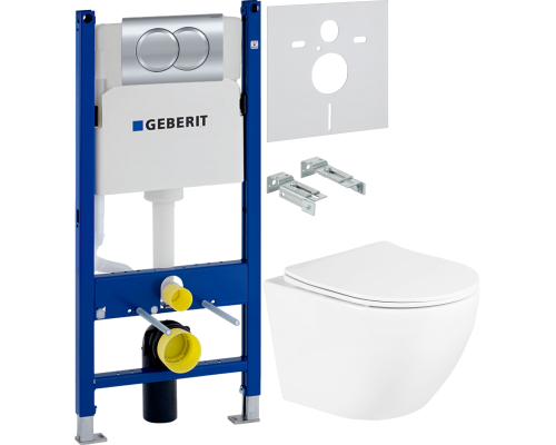 Комплект Унитаз подвесной BelBagno Uno BB3105CHR/SC + Шумоизоляция Geberit 156.050.00.1 + Инсталляция Duofix Delta 458.149.21.1 с кнопкой смыва, хром Комплект Унитаз подвесной BelBagno Uno BB3105CHR/SC + Шумоизоляция Geberit 156.050.00.1 + Инсталляция Duofix Delta 458.149.21.1 с кнопкой смыва, хром