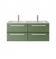 Тумба с раковиной Cezares Eco Cer-N 120, 4 ящика, фисташковый софт, раковина Duet 120, двойная, ручки сатин